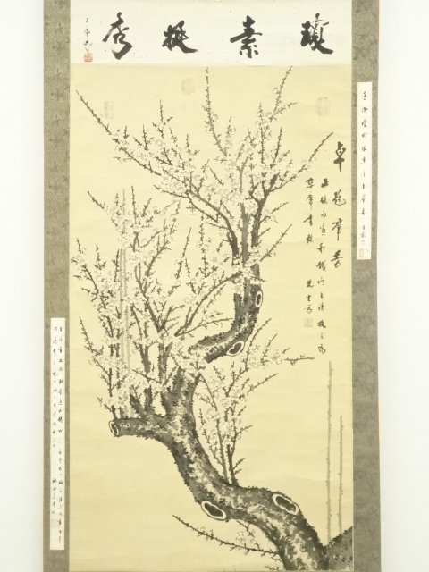 道具 ] - 道具 中国 王寵筆 梅花図 画賛 肉筆紙本掛軸 | ネット